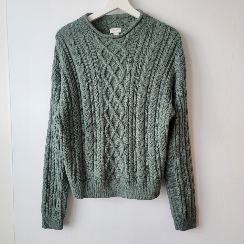 J.crew women's Mockneck Rollneck cable-knit sweater size M long sleeve cozy